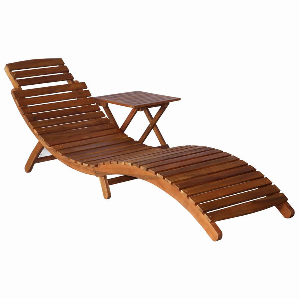 Celestina Solid Acacia Wood Sunlounger w/Garden Table