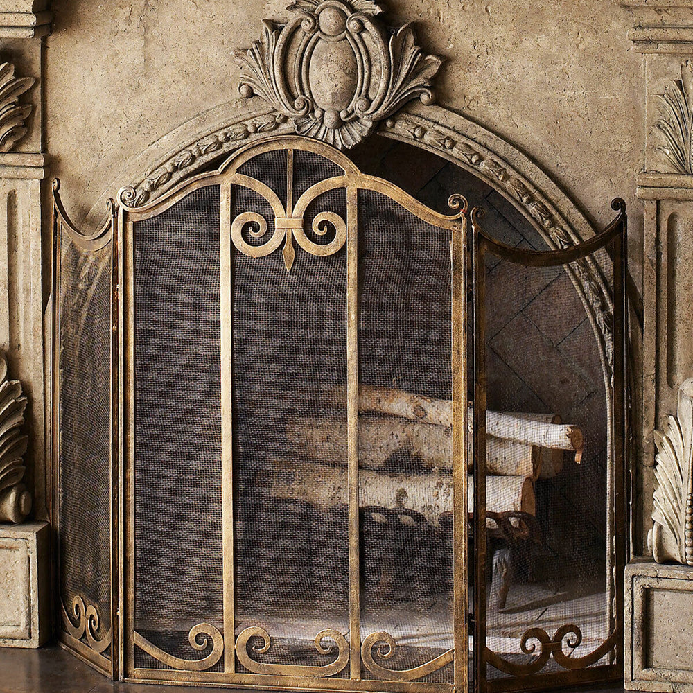 L'Occitane Wrought Iron Fire Screen - Black or Gold