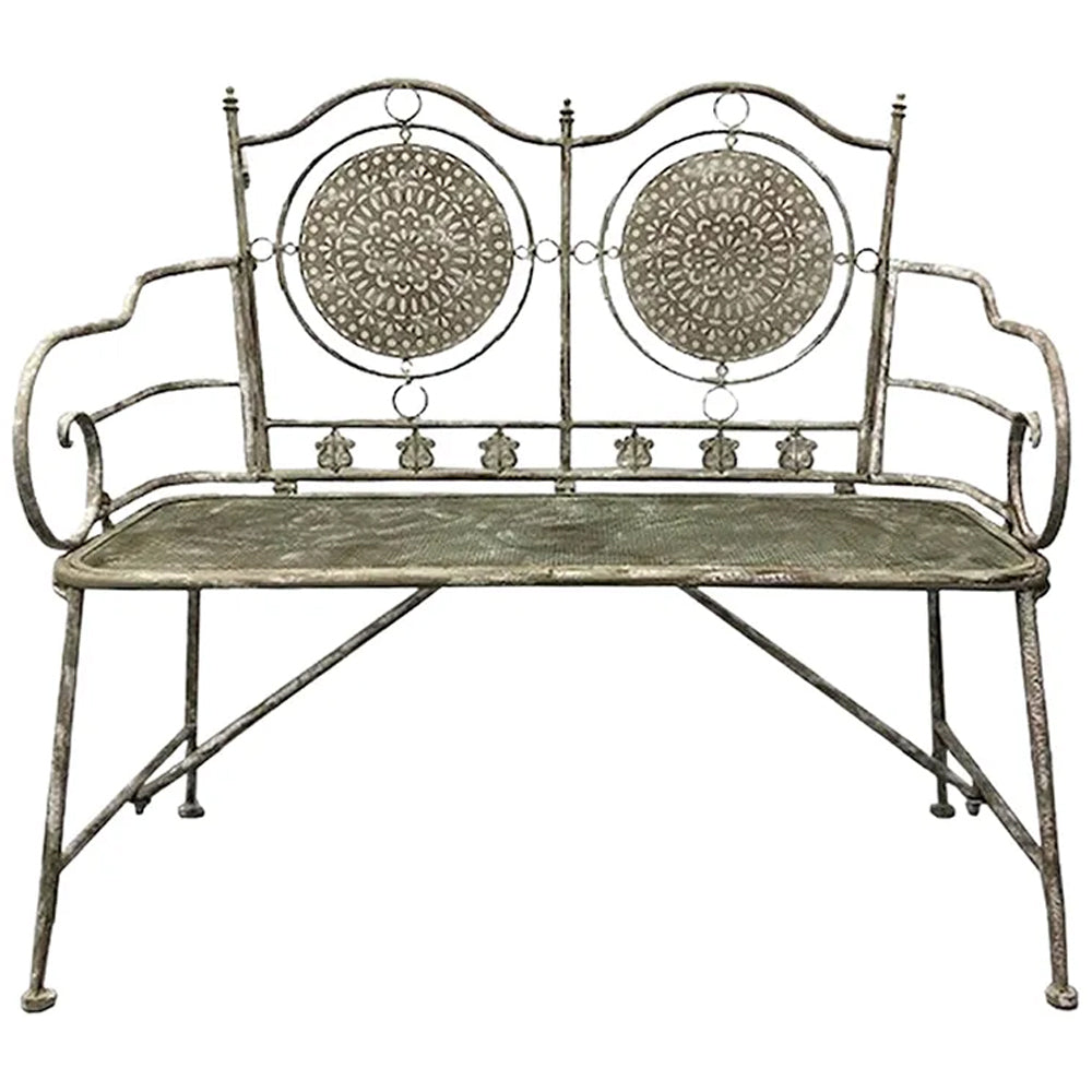 Mochi Antique-Look Solid Iron Outdoor Bench