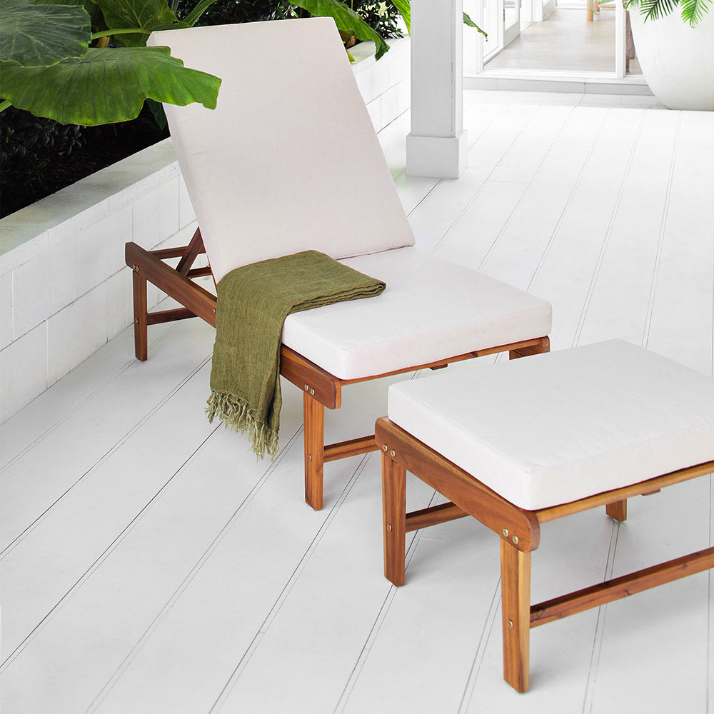 Martinique Acacia Sun Lounge Chair & Ottoman Set