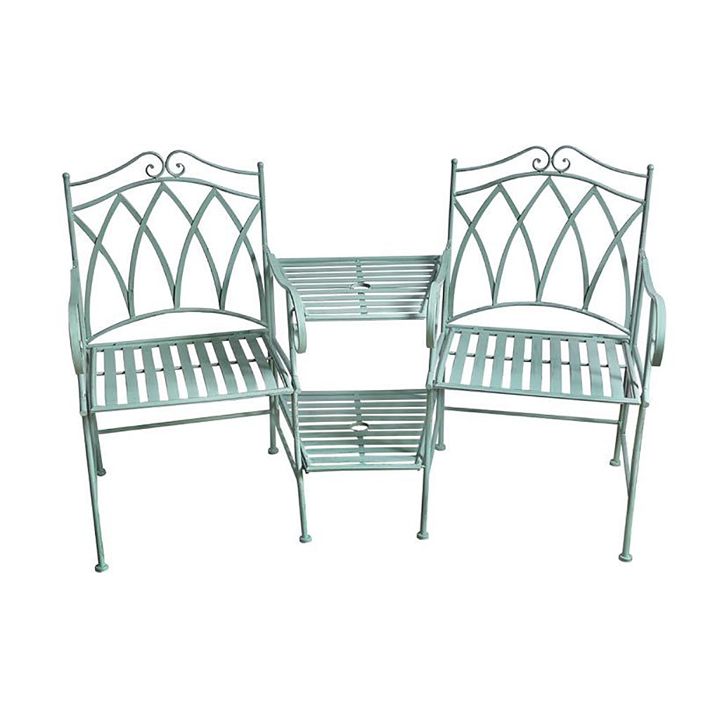 Lanciano 3pc Wrought Iron Table & Chairs. Sage or White