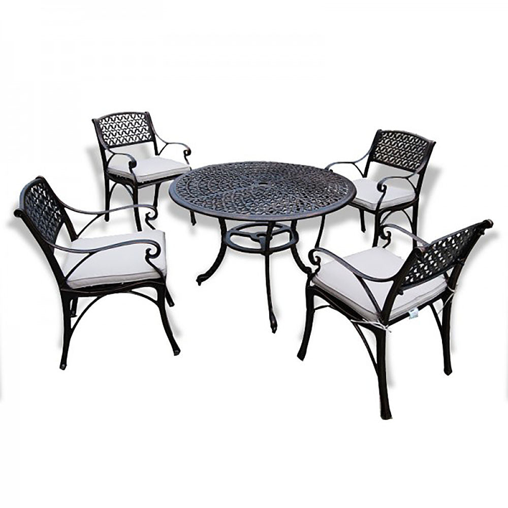 Fairhaven five piece outdoor dining set in bronze