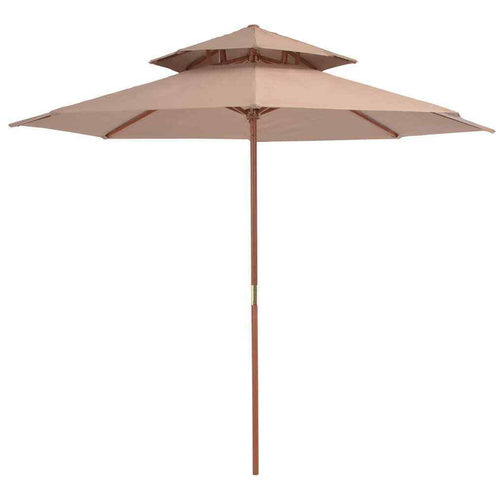 Taranto Double Decker Parasol w/Wooden Pole - 4 colours