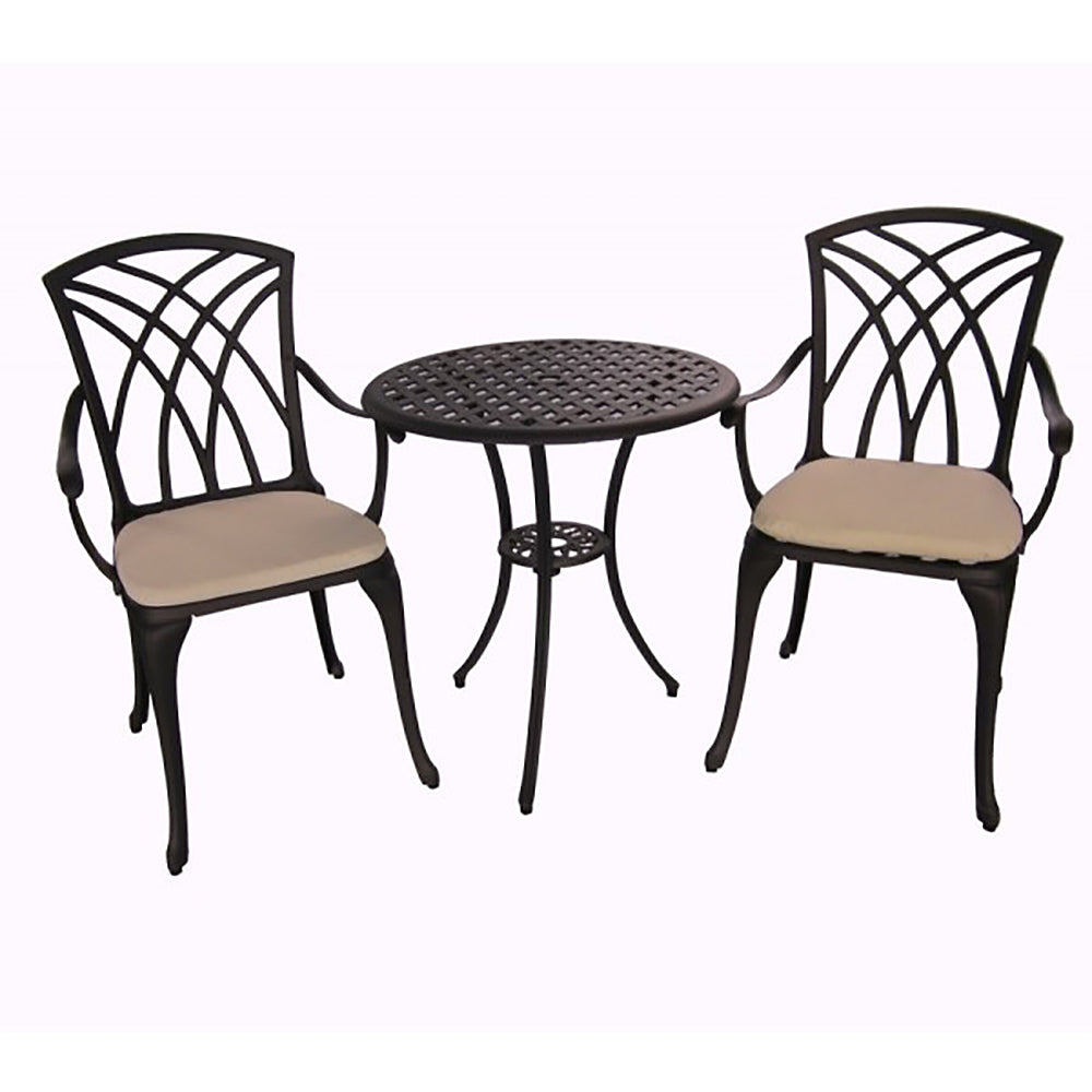 Madagascar 3pc Setting for Balcony or Courtyard - Dark Bronze Cast Aluminium