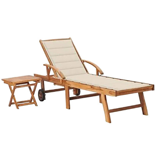 Althea teak wood sun lounger with side table and cushion