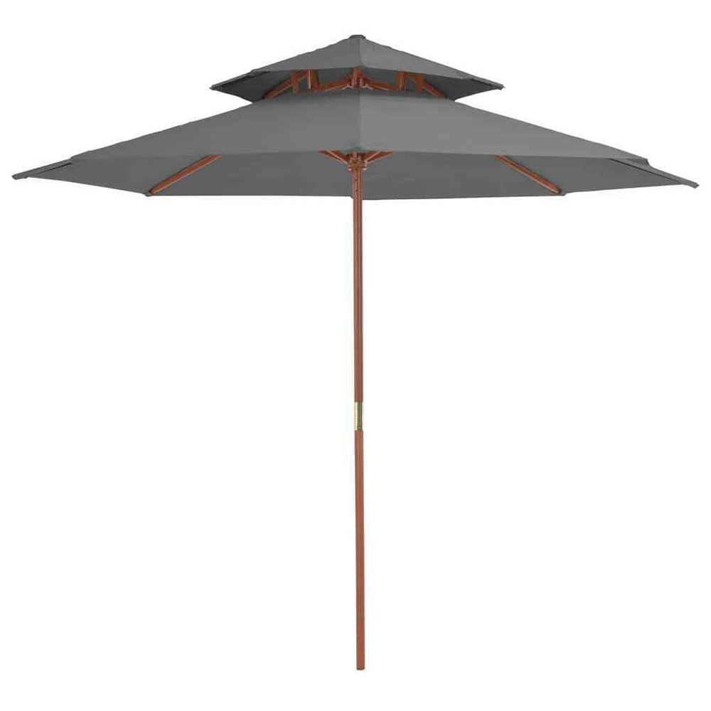 Taranto Double Decker Parasol w/Wooden Pole - 4 colours
