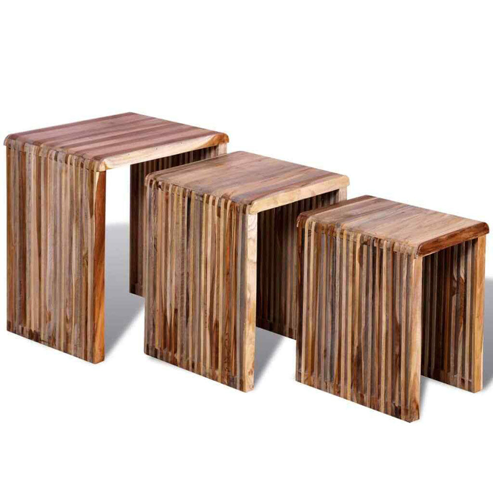 Ambre 3pc Nesting Table Set - Reclaimed Teak