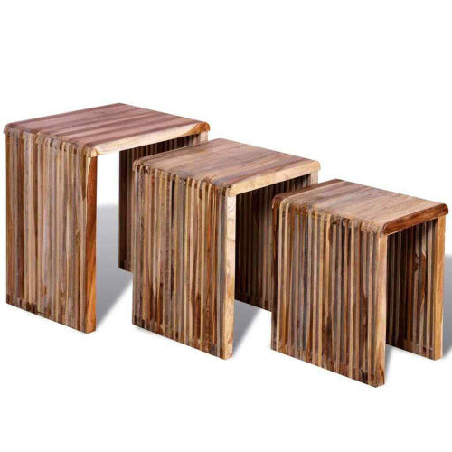 Ambre 3pc Nesting Table Set - Reclaimed Teak