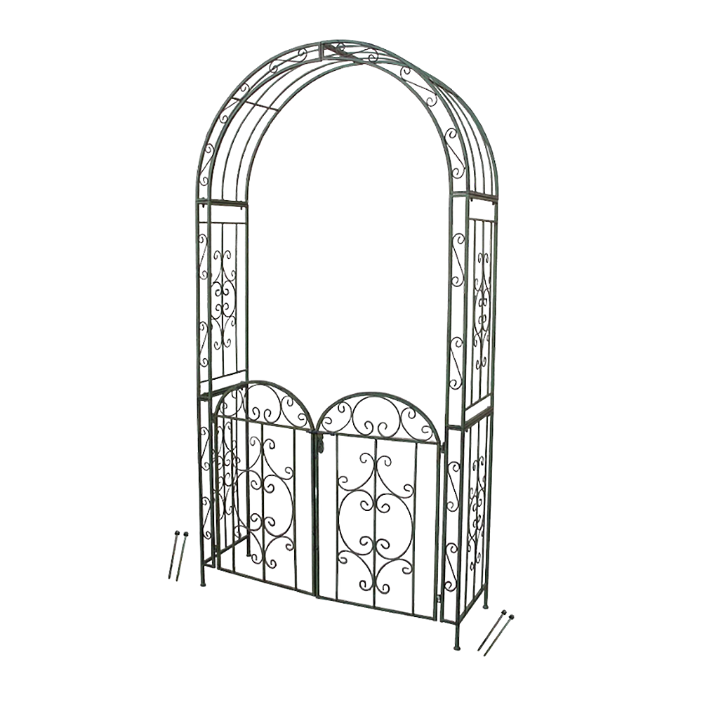 Ferrara Arch /Climbing Pergola w/Gate in Rustic Brown