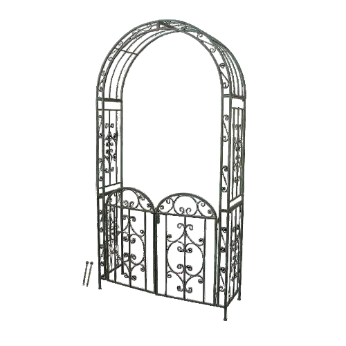 Ferrara Arch /Climbing Pergola w/Gate in Rustic Brown