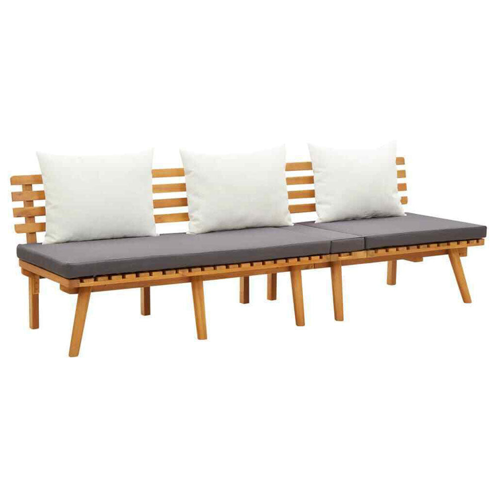 Ximeno Day Bed in Solid Acacia Wood w/Cushions - 200x65 cm