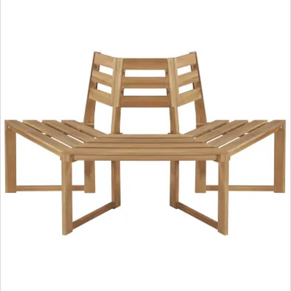 Norva Half-Hexagonal Acacia Tree Bench