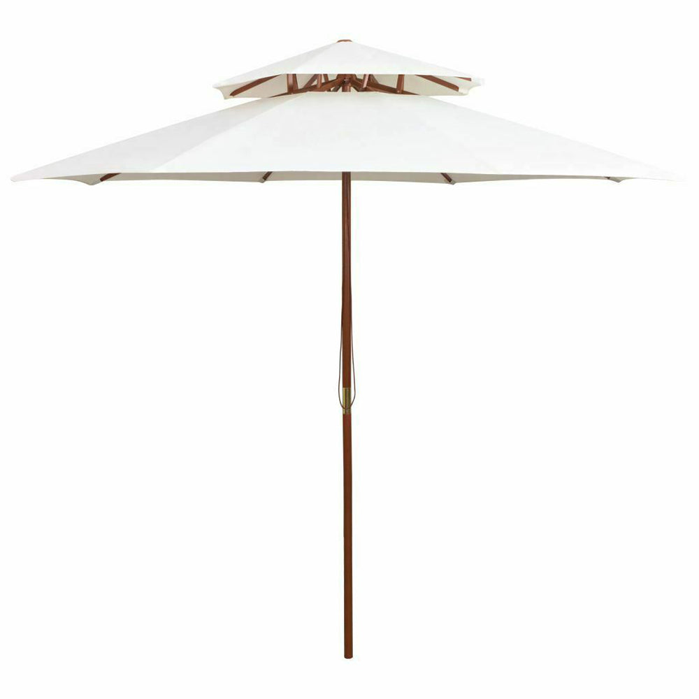Taranto Double Decker Parasol w/Wooden Pole - 4 colours