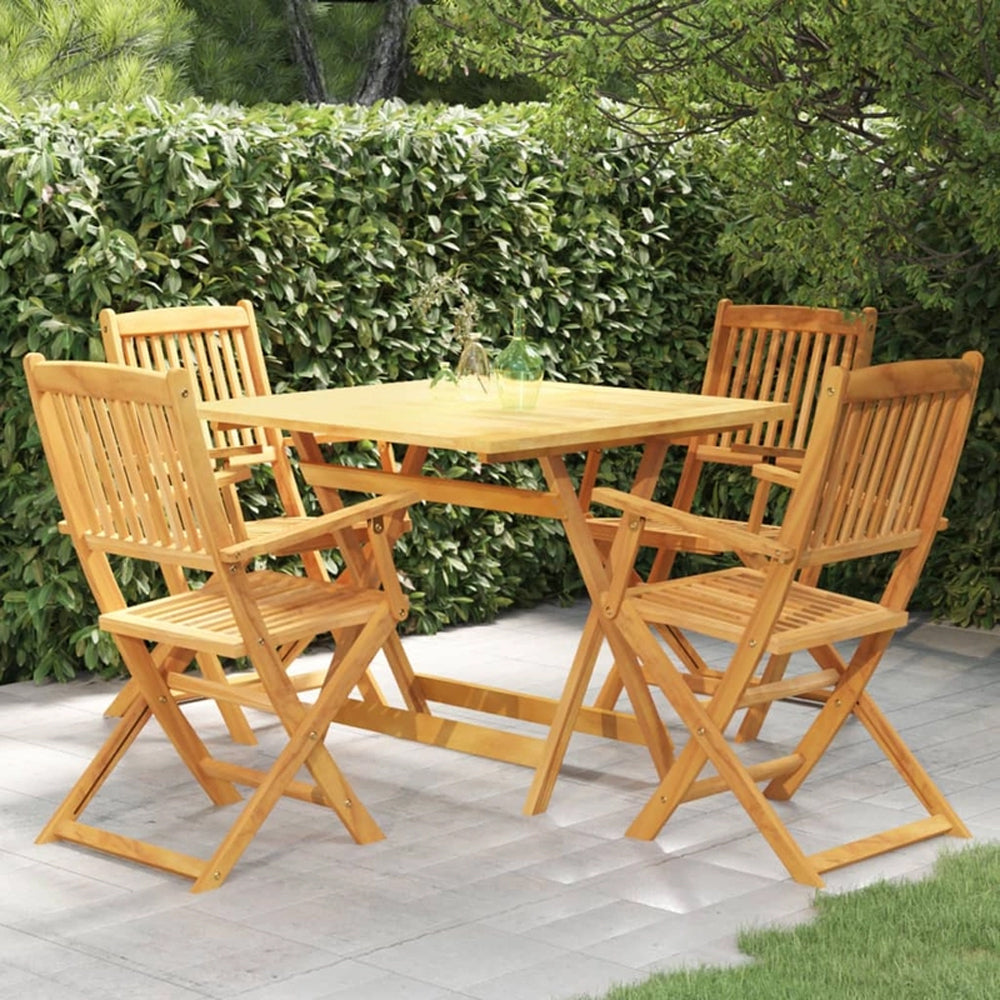 Leandre Folding Garden Dining Set for 4 - Solid Acacia Wood