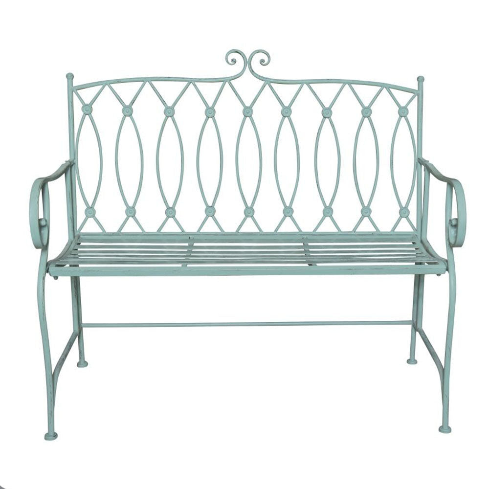 Catalina Wrought Iron Bench - Sage Colour
