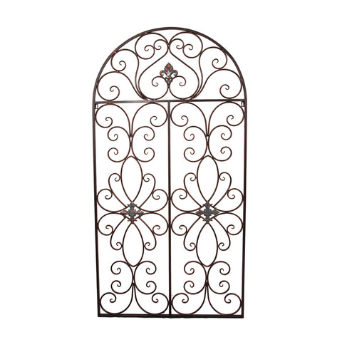 Florenza Metal ArchedWall Window in Rustic Brown