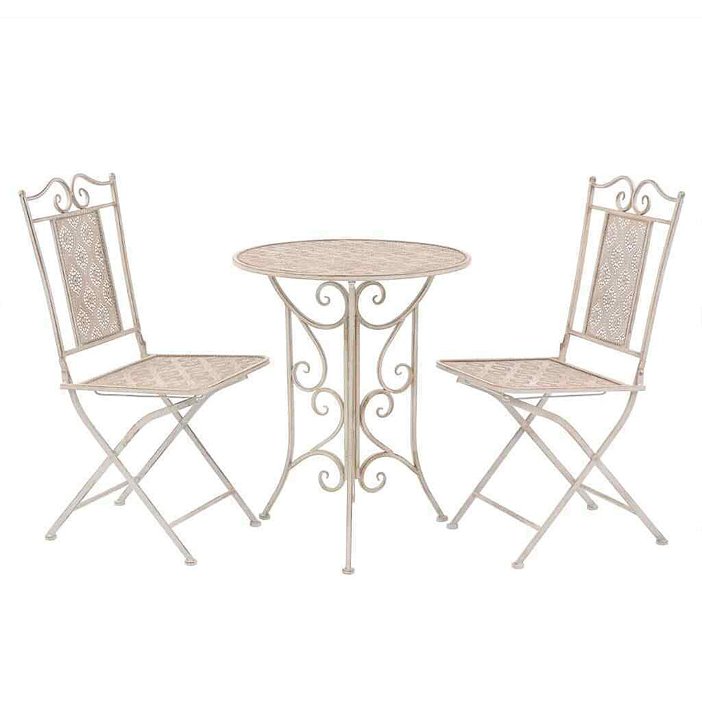 Adora 3 Piece Steel Bistro Set in White