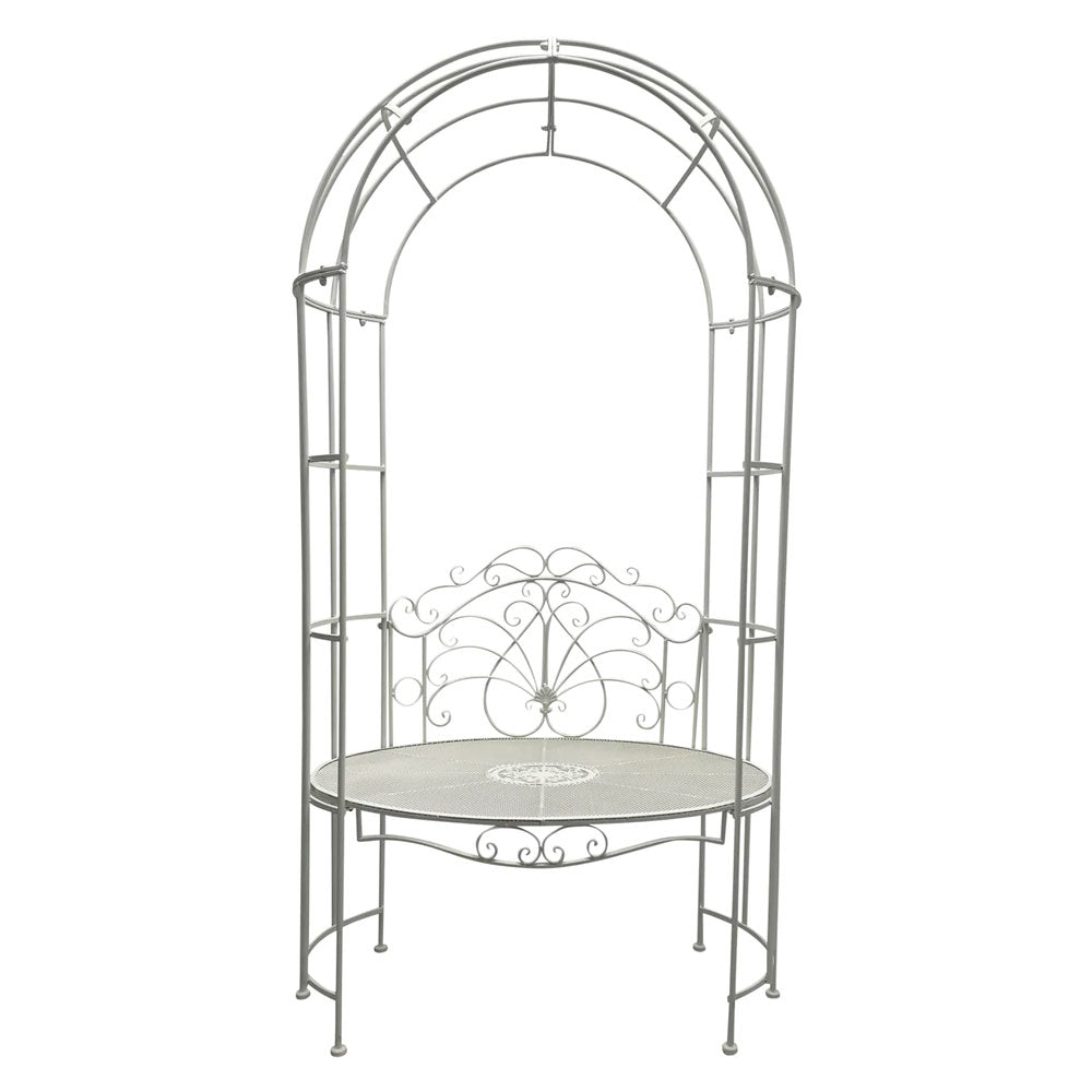 Aran Garden Arbour with Bench Seat - Glossy White