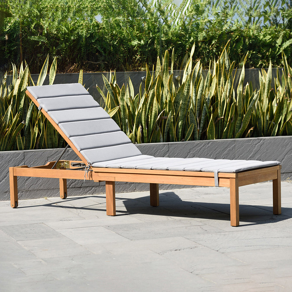 Fantino Natural Eucalyptus Wood Wheeled Sun Lounge