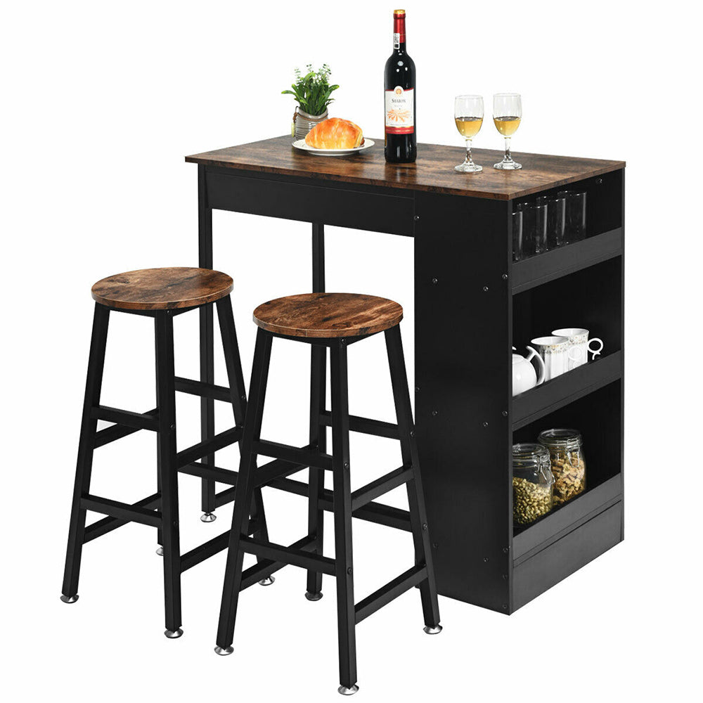 Aubrey 3Pc Bar Table Set/Dining Table w/2 Stools