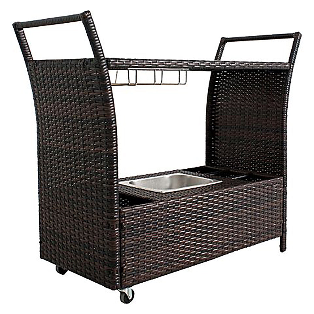 Caribbean Bar & Food Cart - in Brown Wicker
