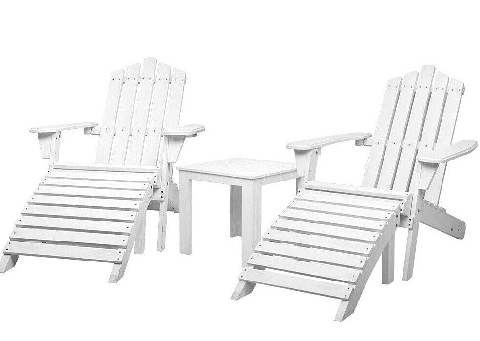 Cape Cod Wooden Lounge Chairs & Table Setting-Pair of 2 - Adirondack Patio Style