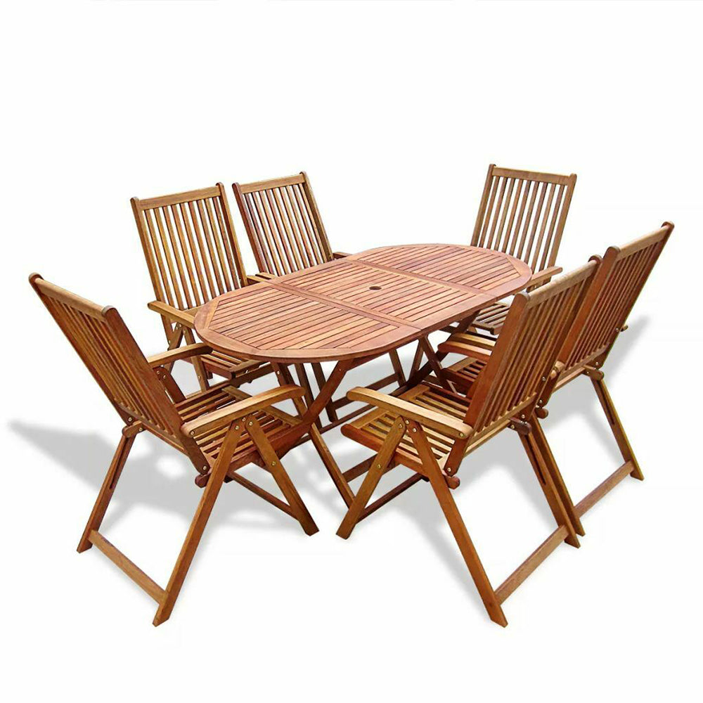 Viviana 7 Piece Outdoor Dining Set Solid Acacia Wood