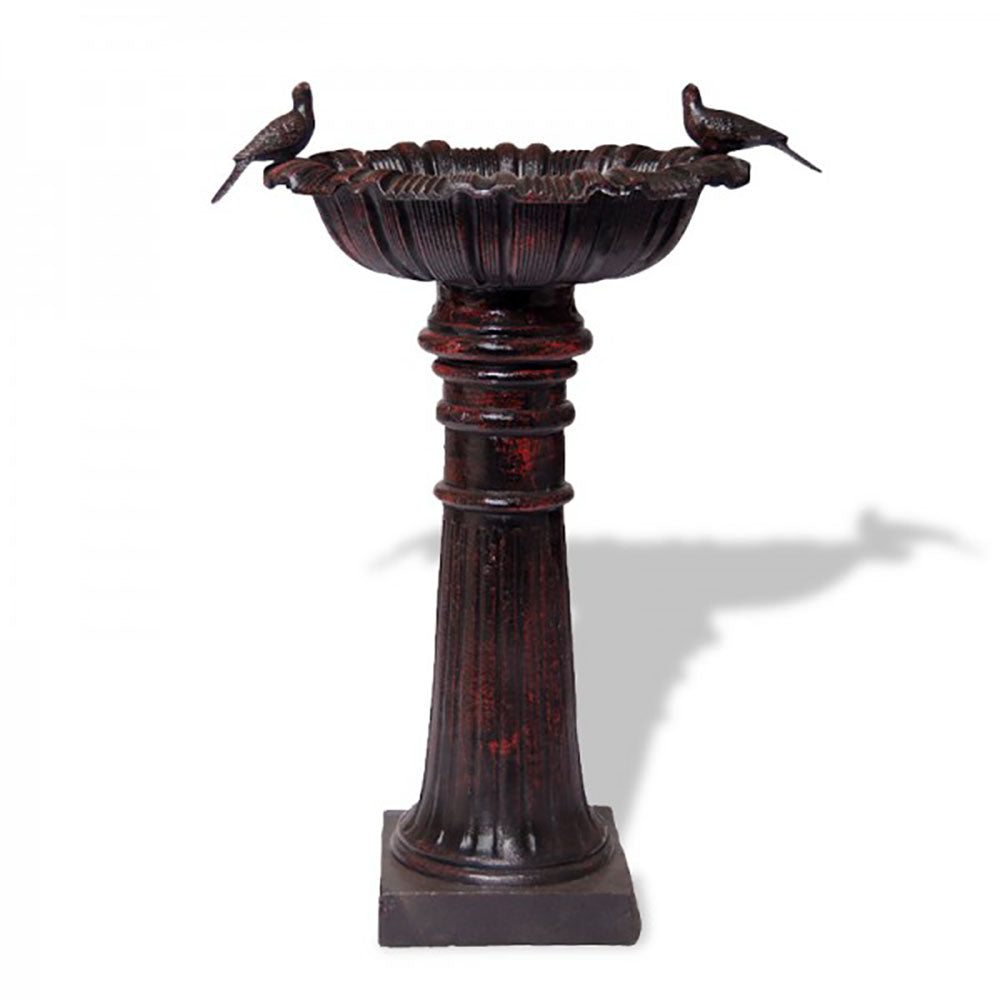Somerset 100cm High Cast Iron Bird Bath - Antique White or Black Red