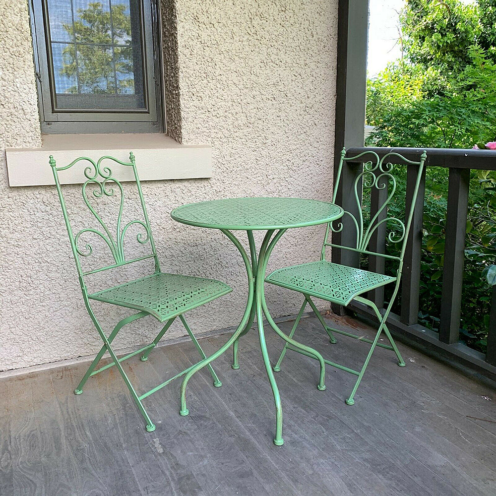 Esmeralda Patio Setting 3 Piece Brushed Green Steel