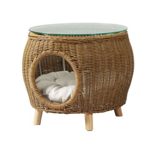 Eris Wicker Side/Coffee Table - Black or Natural Wicker