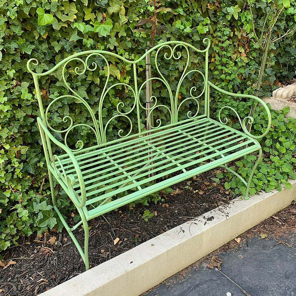 Remy Garden Metal Bench - Cream