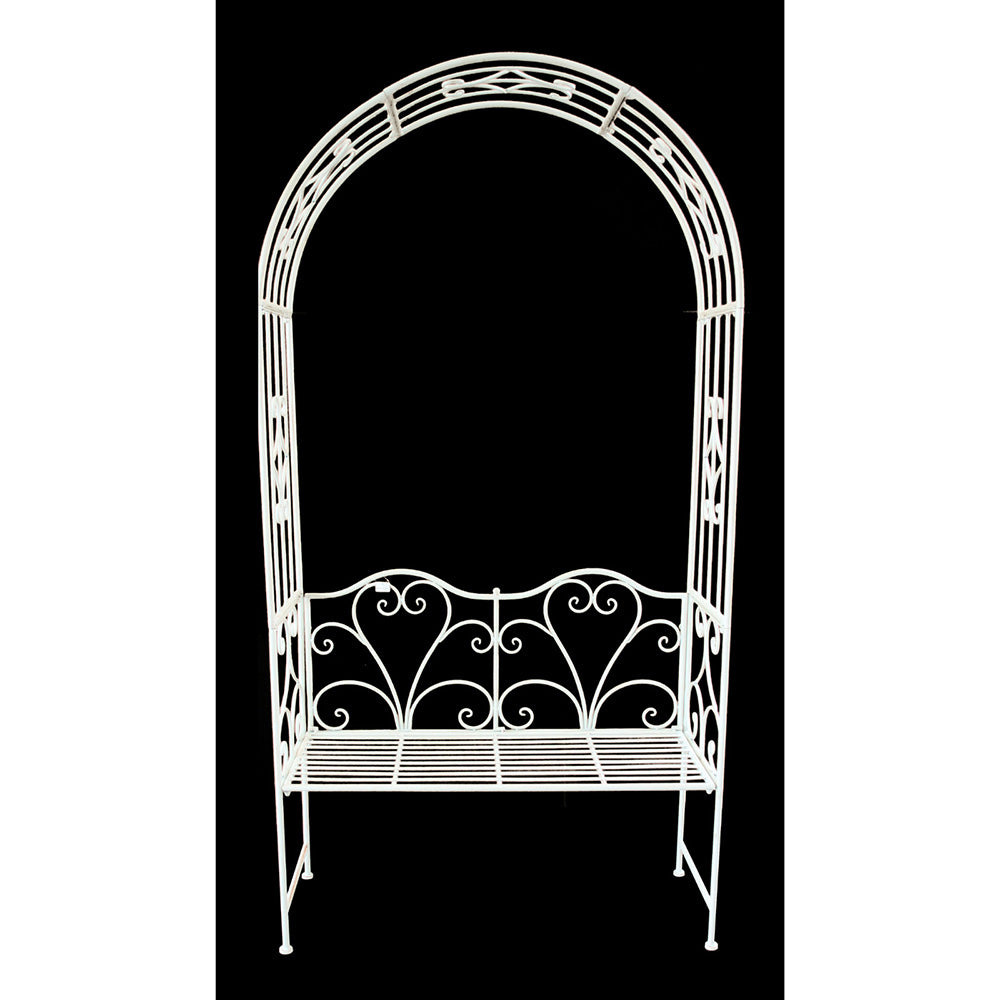 Anatola Rustic Garden Arch w/Bench Seat - Cream, Brown