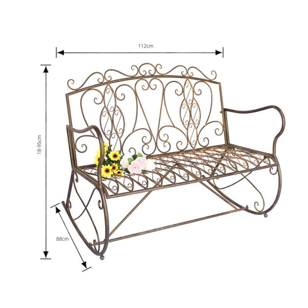 Alexius Garden Rocker Seat - Rustic Brown 112x88x95cm
