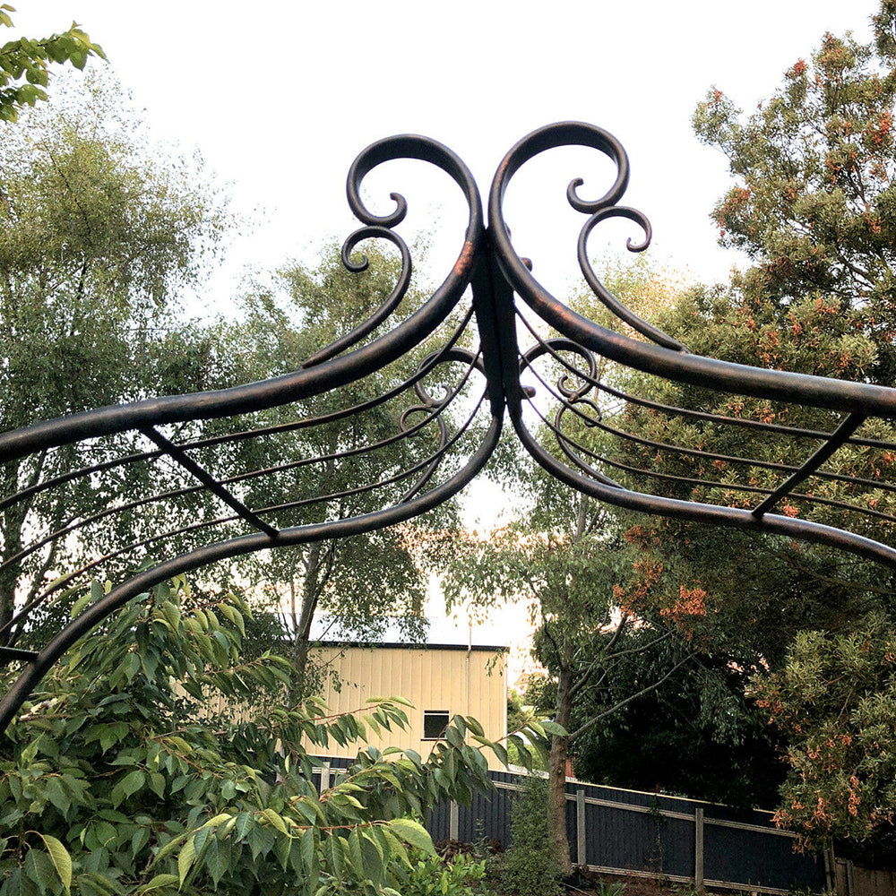 Cassis Wrought Iron Garden Arch - Distressed Black