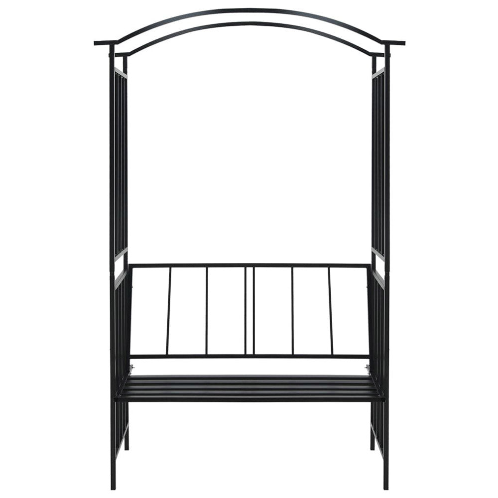 Spera Iron Garden Arch with Bench - Black 128x50x207cm