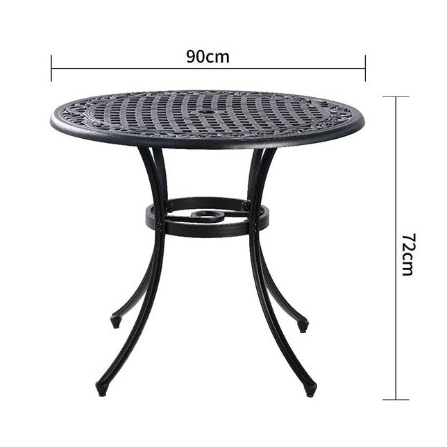 Mira white cast aluminium outdoor dining set with beige cushions