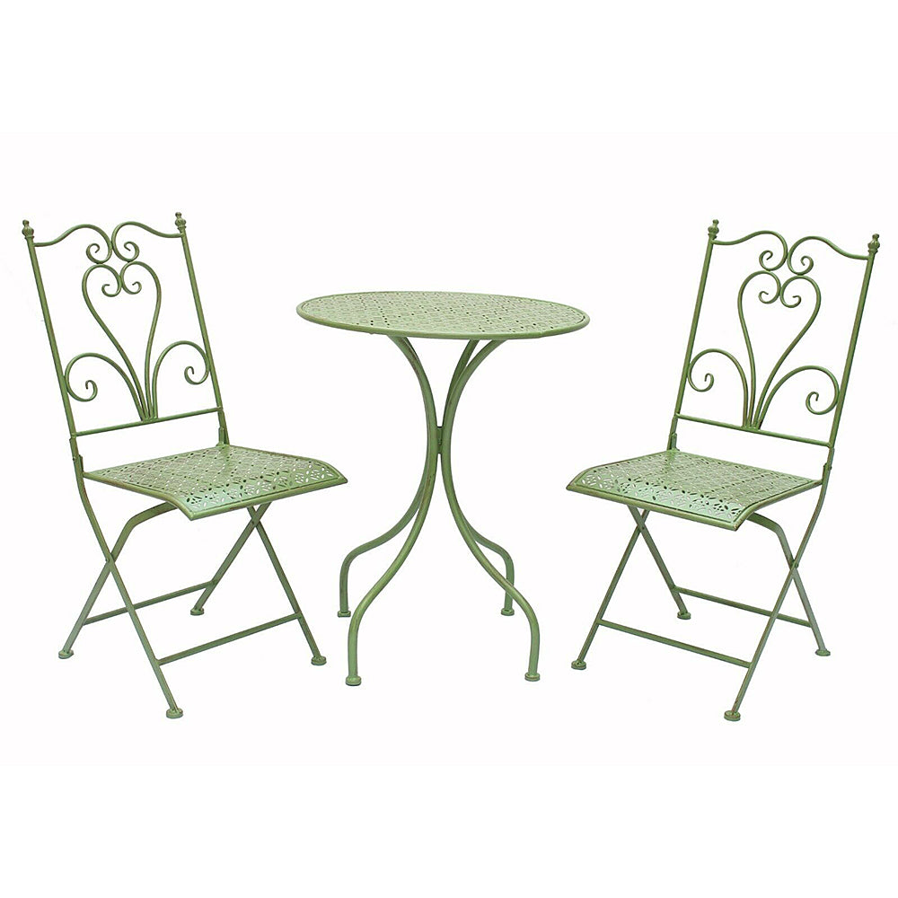 Esmeralda Patio Setting 3 Piece Brushed Green Steel