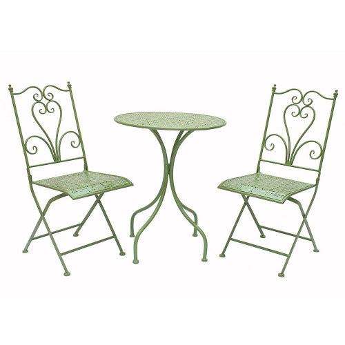 Esmeralda Patio Setting 3 Piece Brushed Green Steel