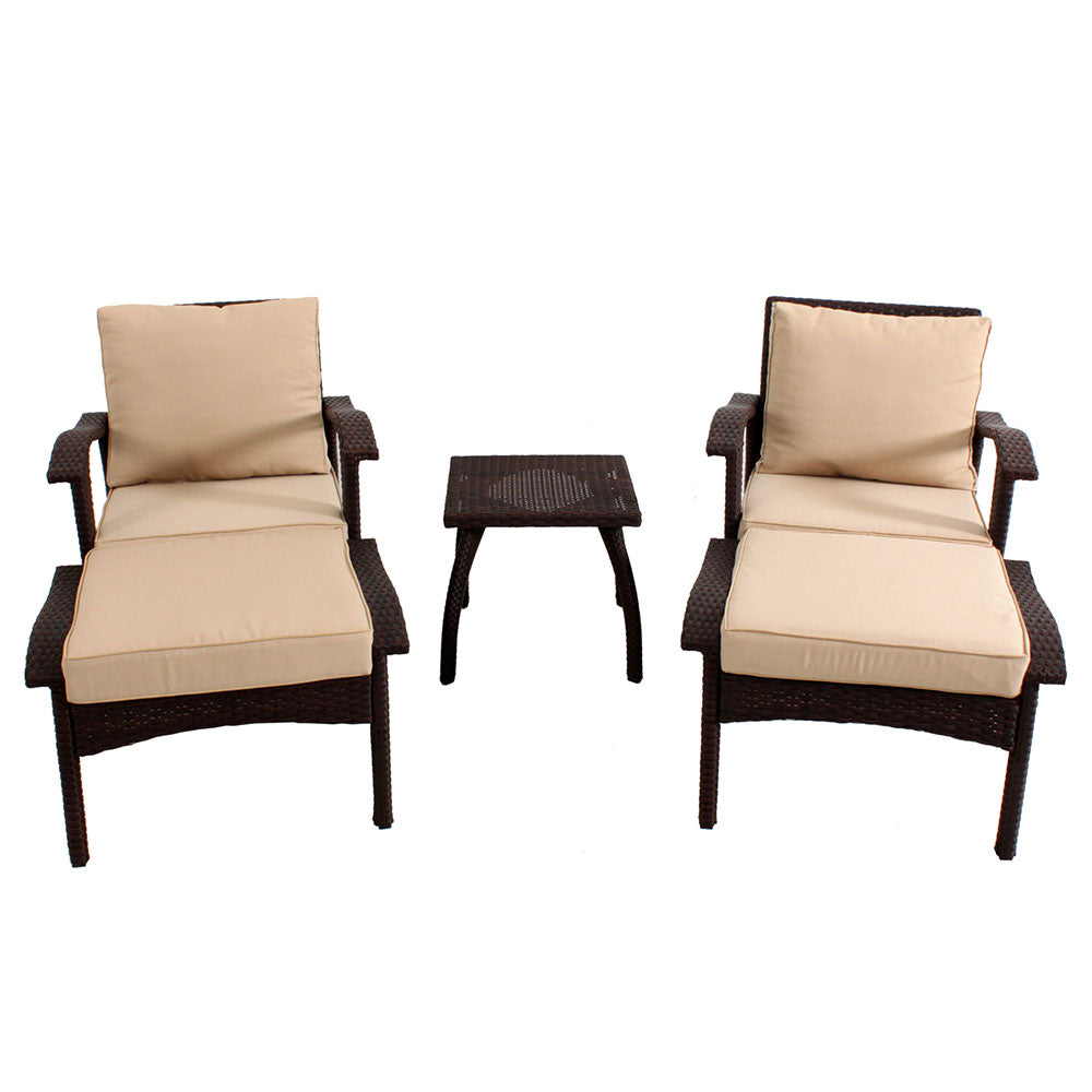 Renzo PE Wicker Double Sun Lounger w/Table