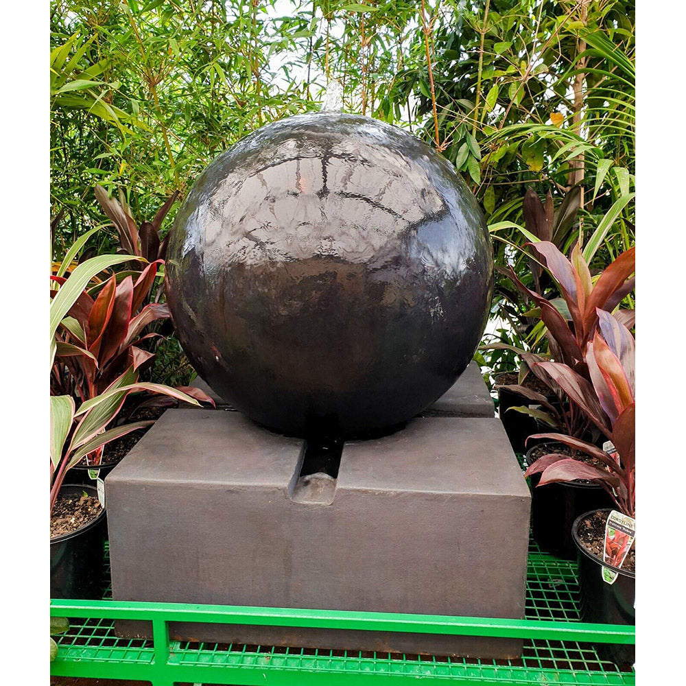 Ilana Round Smooth Ball Sphere Fountain on Square Base- 3 Cols