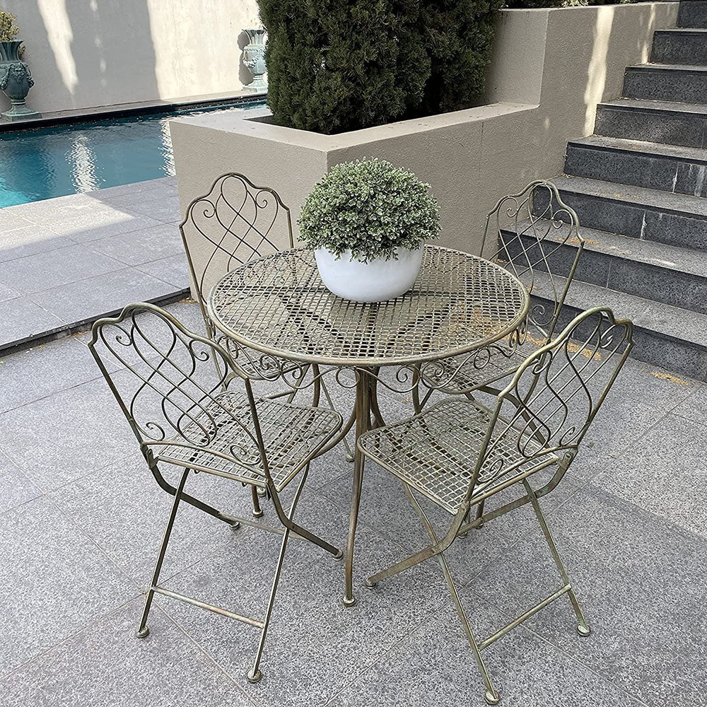 Leandro 5 piece Chair & Table Setting in Antique Bronze