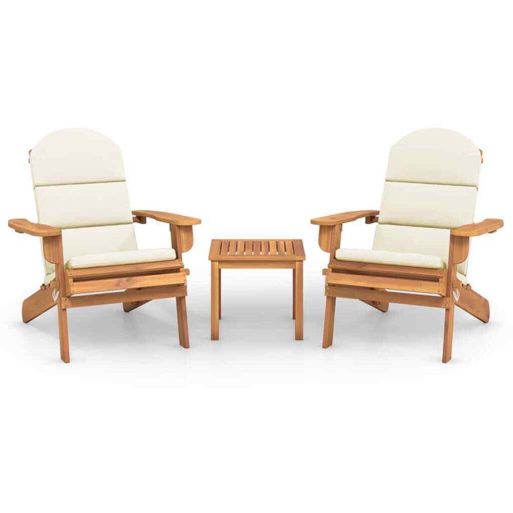 Nola 3 Piece Acacia Adirondack Garden Lounge Set