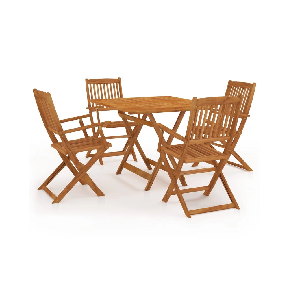 Leandre Folding Garden Dining Set for 4 - Solid Acacia Wood