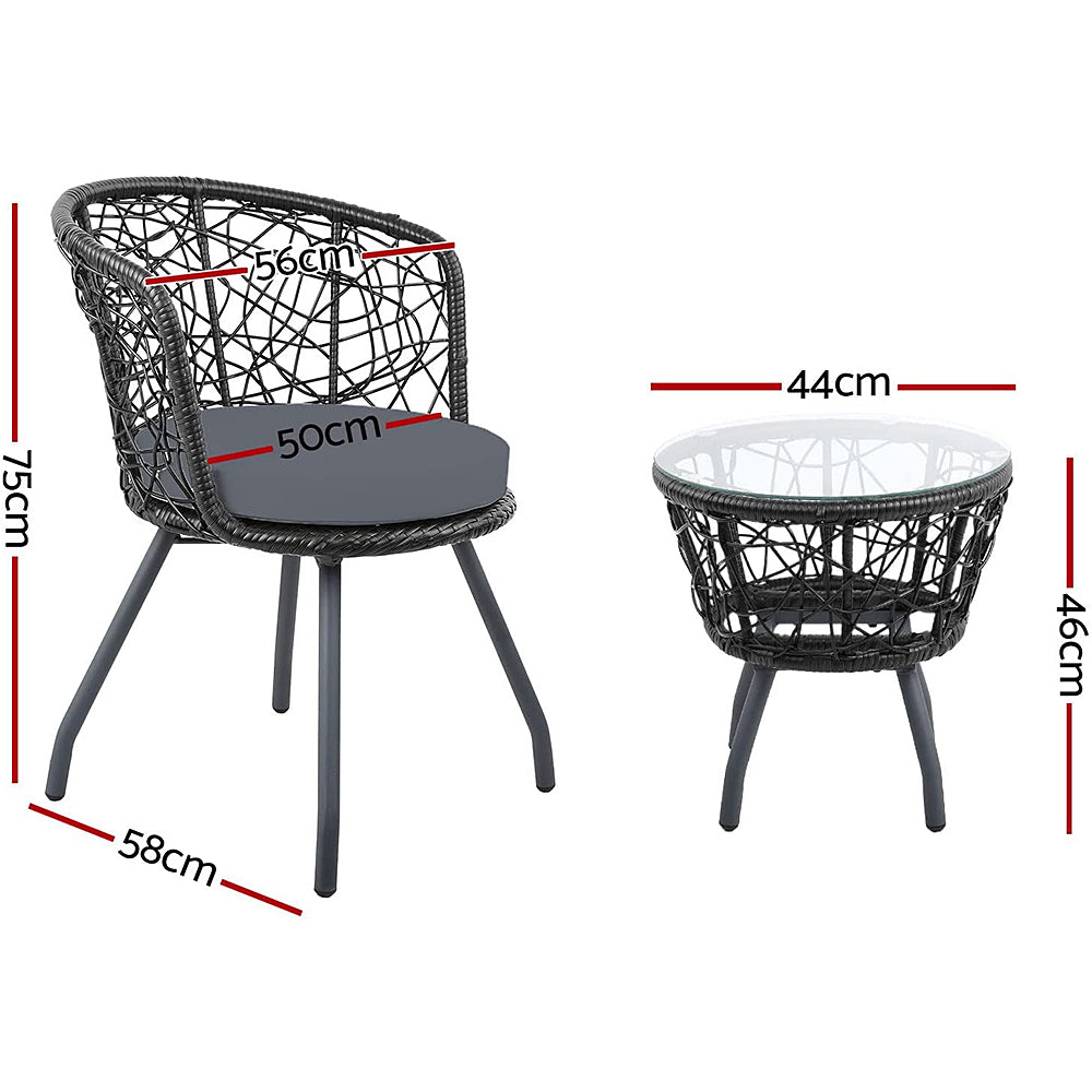 Aria Patio Chairs and Table – Black
