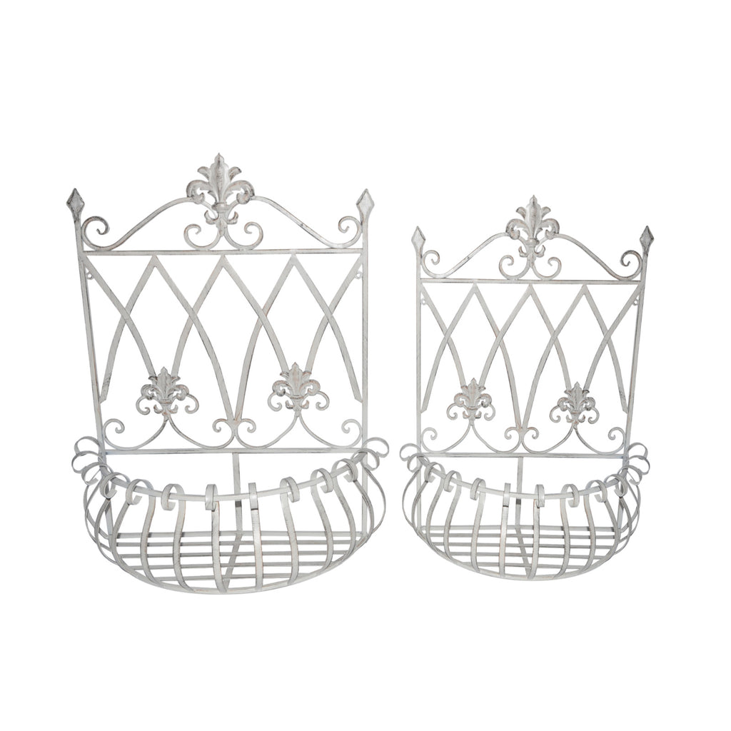 Carolotta Wall Planters in Antique Rustic Cream or Brown - Set of Two