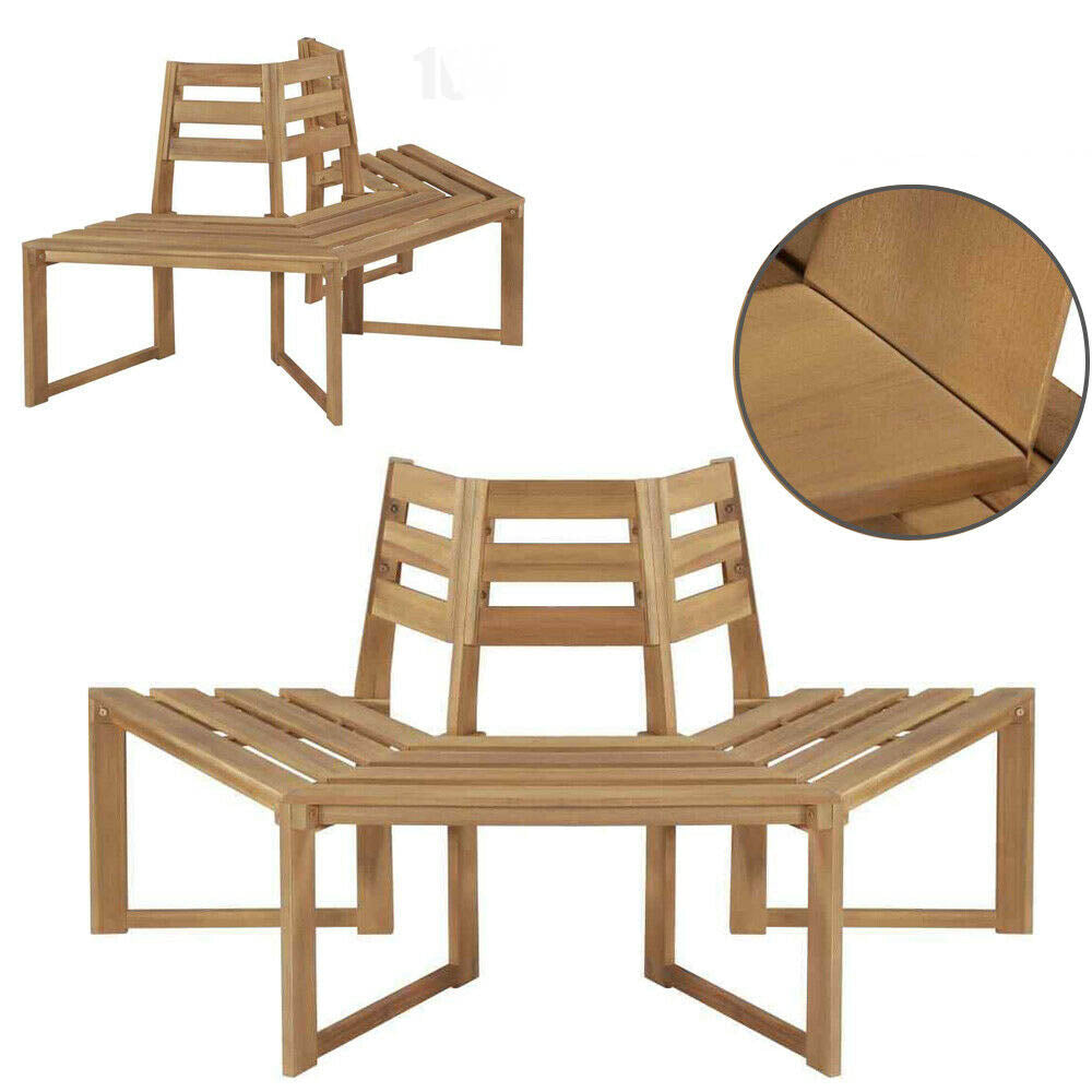 Norva Half-Hexagonal Acacia Tree Bench