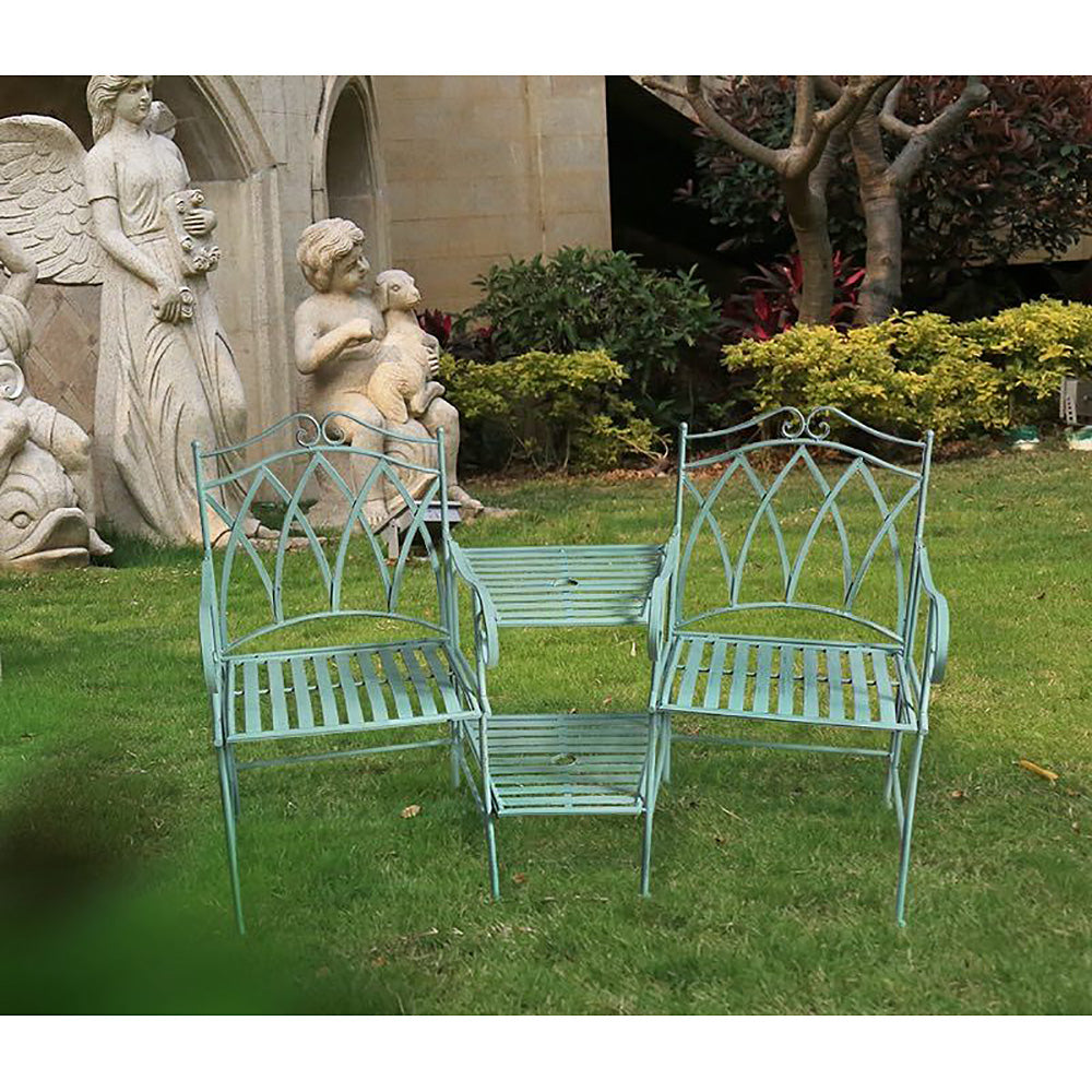 Lanciano 3pc Wrought Iron Table & Chairs. Sage or White