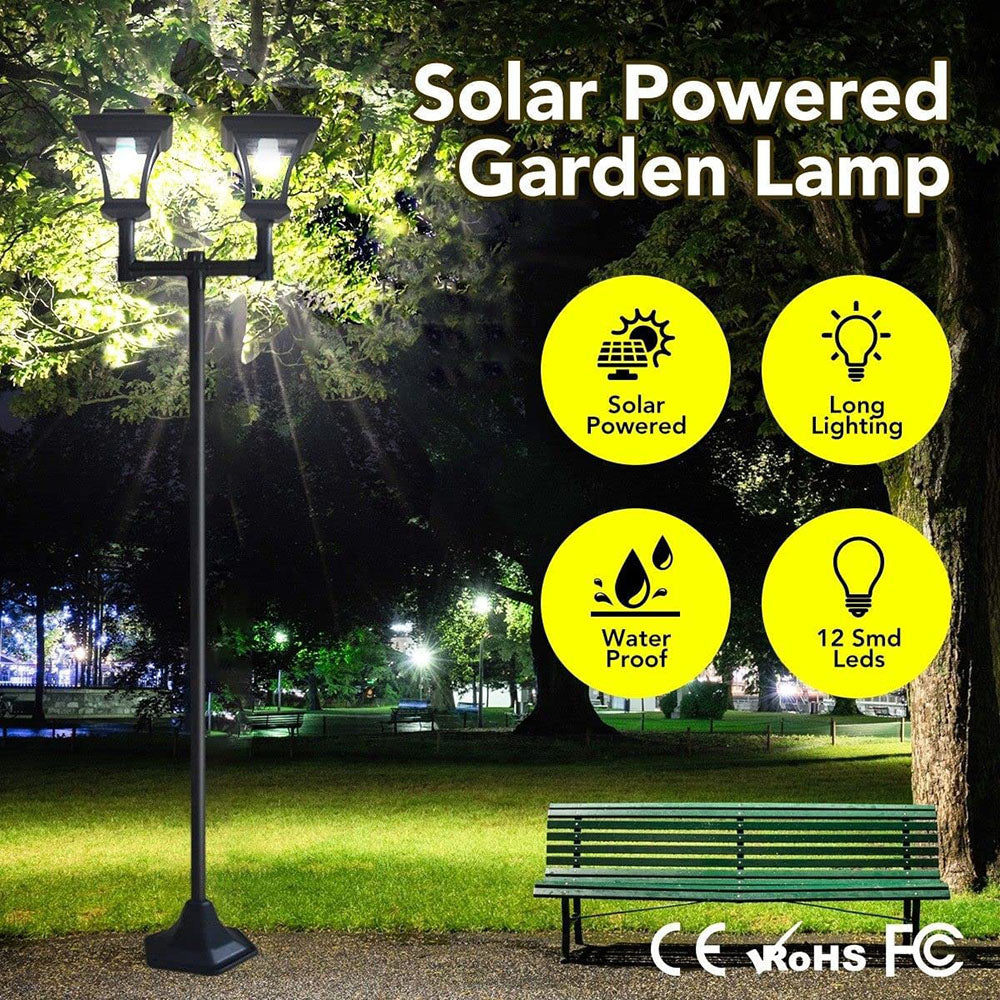 Eloa Solar Garden Lamp Post with Double Lamps