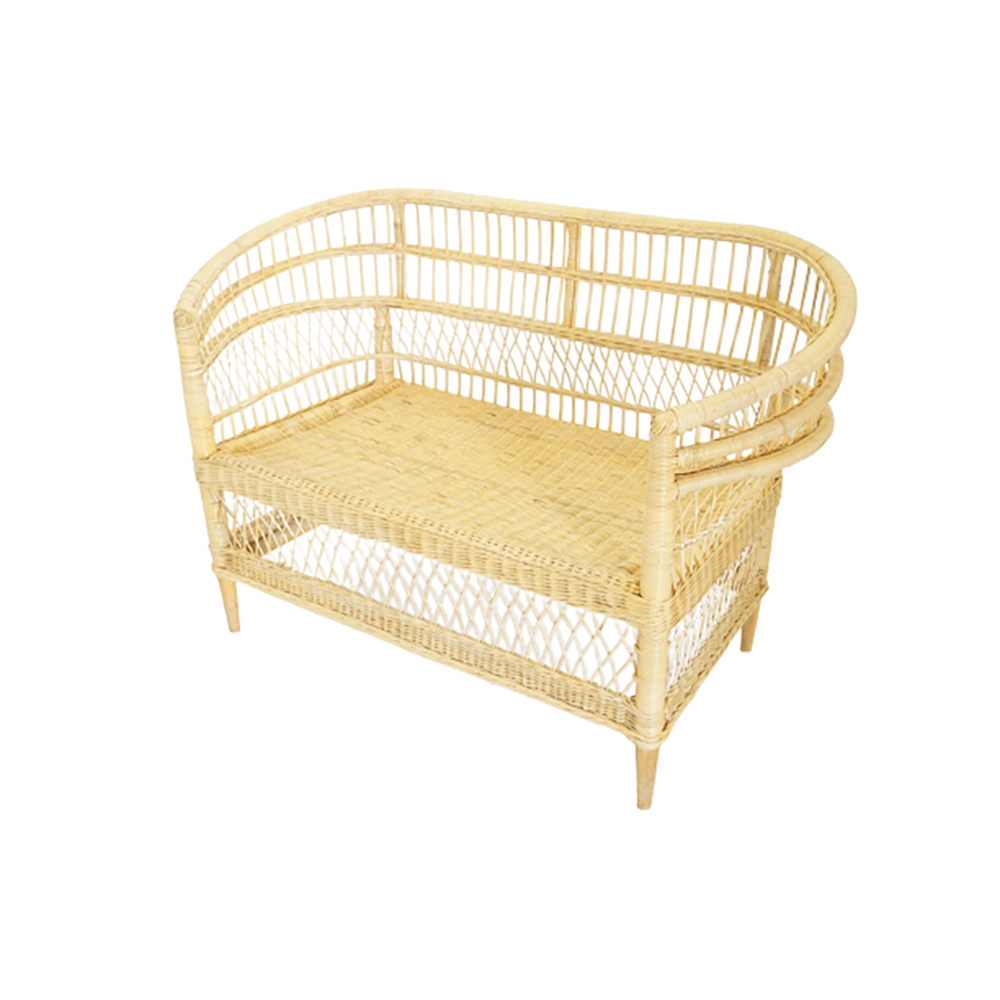 Xanthe Rattan Bench with Seat Cushion - White or Natural