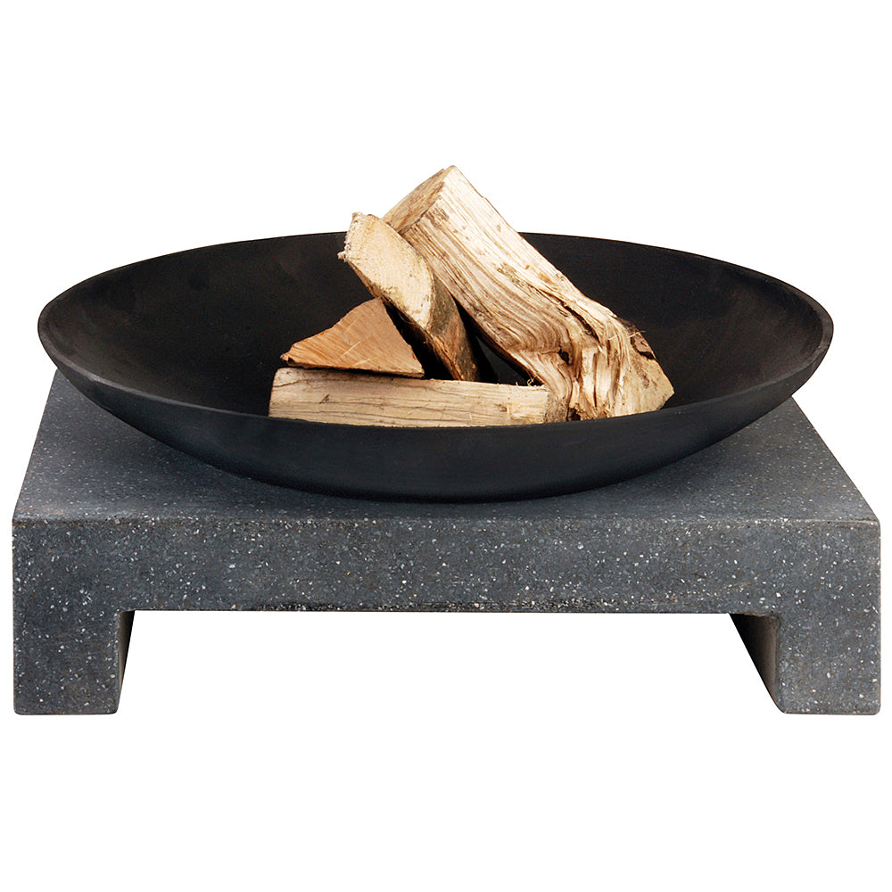 Ortona Black Iron Bowl Firepit on Stone Base